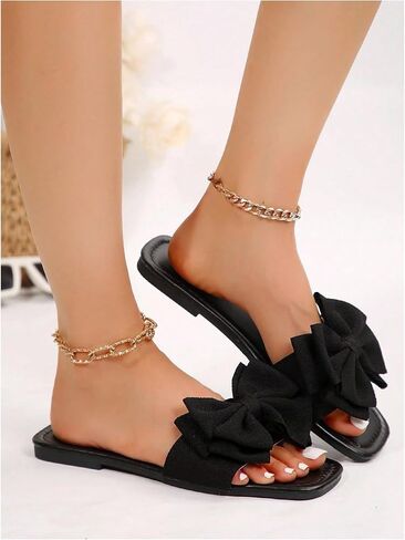 Gorglitter Women's Bow Sandals Flat Sandals لطيف زلة على Slide Mary Facia Sandals in Kuwait