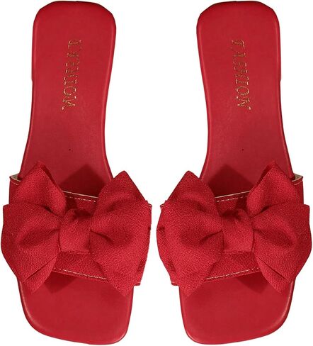 Gorglitter Women's Bow Sandals Flat Sandals لطيف زلة على Slide Mary Facia Sandals in Kuwait