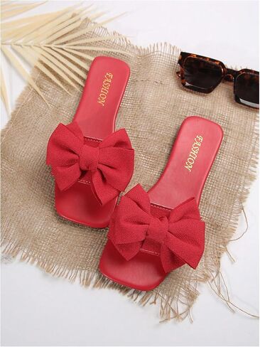 Gorglitter Women's Bow Sandals Flat Sandals لطيف زلة على Slide Mary Facia Sandals in Kuwait