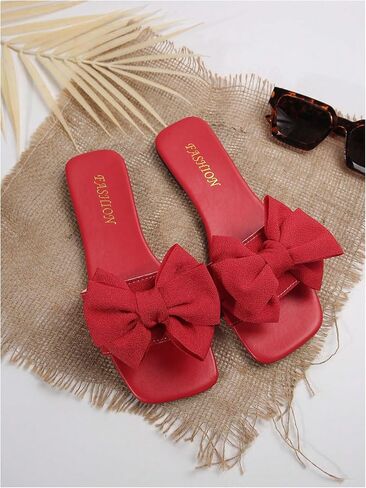 Gorglitter Women's Bow Sandals Flat Sandals لطيف زلة على Slide Mary Facia Sandals in Kuwait