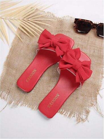 Gorglitter Women's Bow Sandals Flat Sandals لطيف زلة على Slide Mary Facia Sandals in Kuwait