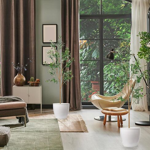 Sunnydaze Fake Olive Tree - 6ft Tall Faux Olive Tree with Pot - Indoor Artificial Plant with Black Weighted Base and Silk Leaves - Set of 2 in Kuwait