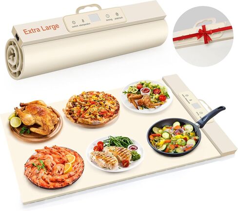 Food Warming Mat,Full Surface Heat Electric Warming Tray,5 Temp-Settings Warming Mat for Food,Portable Silicone Food Warmer Mat with Handle,Food Warming Mat for Buffet,Parties,Gatherings in Saudi Arabia