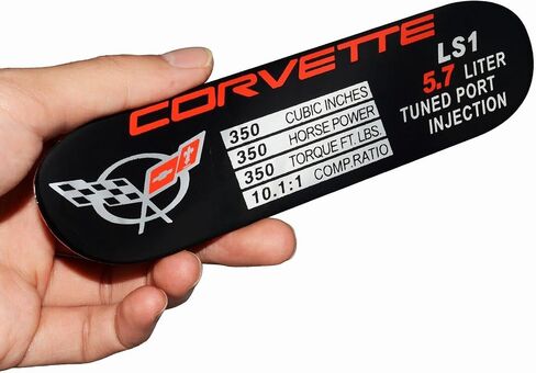 1Pc C5 Corvette Spec Data ID Metal Plate Consoler Emblem 3D Badge Nameplate LS1 350HP 2001-2004 Replacement for Corvette in Saudi Arabia