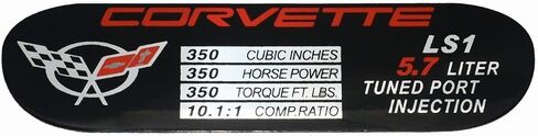1Pc C5 Corvette Spec Data ID Metal Plate Consoler Emblem 3D Badge Nameplate LS1 350HP 2001-2004 Replacement for Corvette in Saudi Arabia