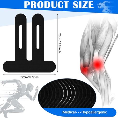 50 Pcs Kinesiology Tape Knee Tape Precut Strips Waterproof Sport Tape Elastic Latex-Free Athletic Tape Kinesiology Tape for Knee Tendons Support Sports Fitness Running Football(Skin Color) in Kuwait
