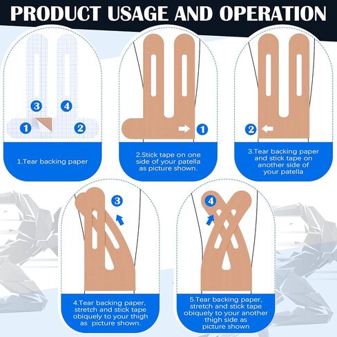 50 Pcs Kinesiology Tape Knee Tape Precut Strips Waterproof Sport Tape Elastic Latex-Free Athletic Tape Kinesiology Tape for Knee Tendons Support Sports Fitness Running Football(Skin Color) in Kuwait