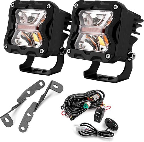 WeiSen Ditch Hood Light Mounting Brackets Kit with 3 Inch LED Light Pods Wiring Harness Compatible with Silverado 2014-2018, Fit Sierra 1500 2014-2018 in Saudi Arabia