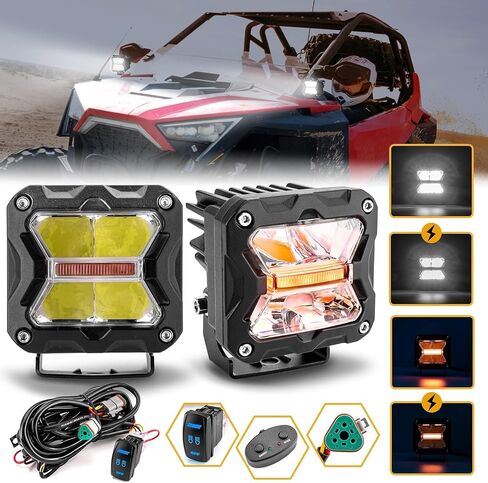 WeiSen Ditch Hood Light Mounting Brackets Kit with 3 Inch LED Light Pods Wiring Harness Compatible with Silverado 2014-2018, Fit Sierra 1500 2014-2018 in Saudi Arabia