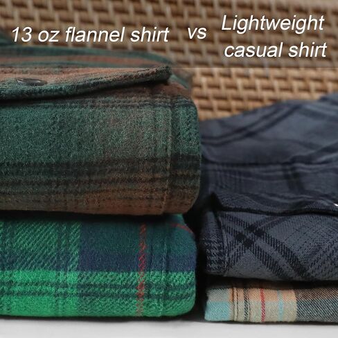 dubinik® 13oz قميص فانيل ثقيل للغاية للرجال للرجال رجال طويل المنقوش زر أسفل القمصان خمر القطن 100 ٪ in Kuwait