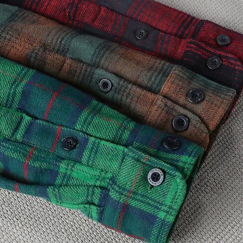 dubinik® 13oz قميص فانيل ثقيل للغاية للرجال للرجال رجال طويل المنقوش زر أسفل القمصان خمر القطن 100 ٪ in Kuwait