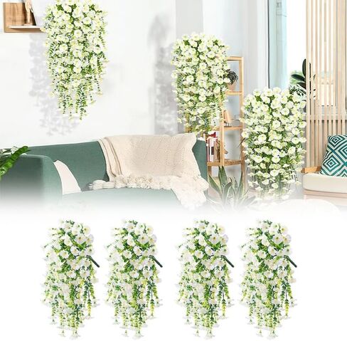 6-Pack Outdoor Faux Plants, 69-Flowered Large Morning Glory, Uv-Resistant Artificial Morning Glory,Perfect for Outdoor Decoration in All Seasons Such as Porches and Gardens (Purple + Light Purple) in Saudi Arabia