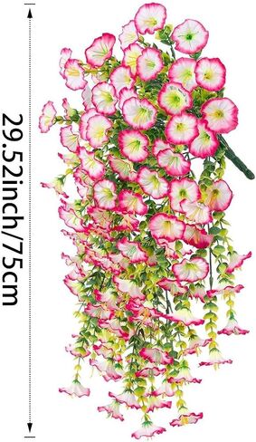 6-Pack Outdoor Faux Plants, 69-Flowered Large Morning Glory, Uv-Resistant Artificial Morning Glory,Perfect for Outdoor Decoration in All Seasons Such as Porches and Gardens (Purple + Light Purple) in Saudi Arabia