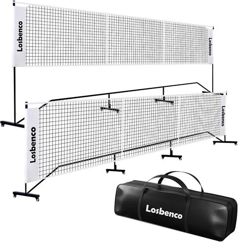 Pickleball Net with Wheels Court Lines, Metal Frame & Regulation Size 22FT, 6-in-1 Adjustable Portable Net for Playing Pickleball, Tennis, Volleyball & Soccer and Backyard Games in Kuwait
