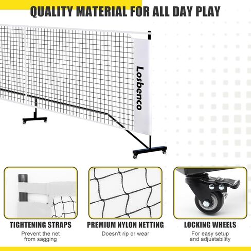 Pickleball Net with Wheels Court Lines, Metal Frame & Regulation Size 22FT, 6-in-1 Adjustable Portable Net for Playing Pickleball, Tennis, Volleyball & Soccer and Backyard Games in Kuwait