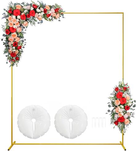 الذهب مربع الزفاف قوس 6.6FTx6.6FT خلفية حامل بالون معدني قوس حامل حديقة الشجرة الإطار لحفل زفاف عيد ميلاد الطفل دش الصورة كشك خلفية الديكور in Kuwait