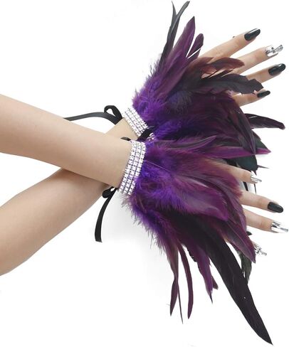 Miuco Feather Wrist Cuffs for Game Party Halloween Costume Cosplay Feather Wristband Pack of 2 in Kuwait