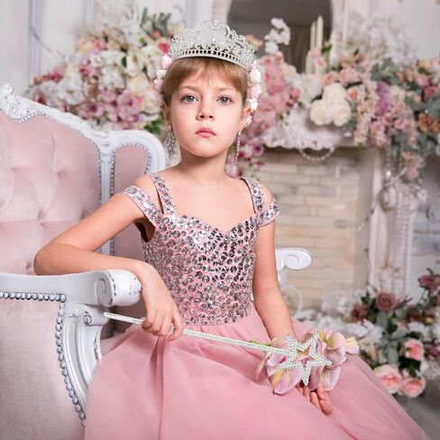 3pcs Princess Costume Accessories Women Crystal Crown Gloves Wand Dress up Set for Halloween Cosplay Birthday Party in Saudi Arabia