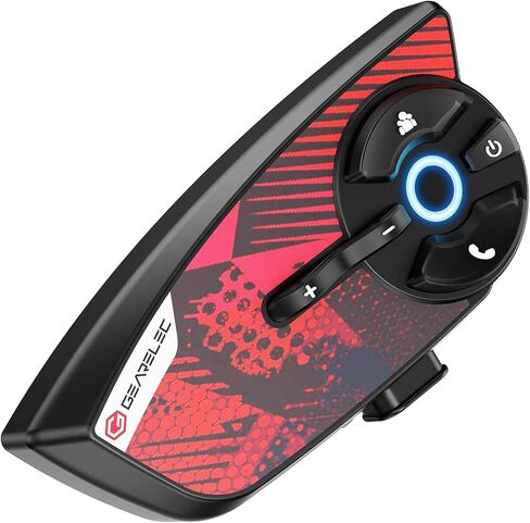 gearelec Motorcycle Bluetooth Intercom - V5.2 BT &【Cool Graffiti Panel】,4 Riders 1500M Motorcycle Helmet Intercom with Music Sharing, Motorcycle Helmet Bluetooth-HiFi Sound & Noise Reduction，IP65 Blue in Saudi Arabia