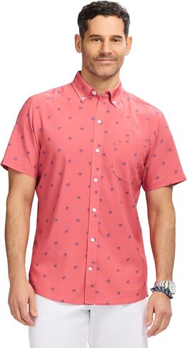 IZOD Men's Breeze Short Sleeve Button Down Patterned Shirt in Saudi Arabia