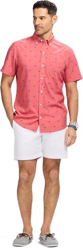 IZOD Men's Breeze Short Sleeve Button Down Patterned Shirt in Saudi Arabia