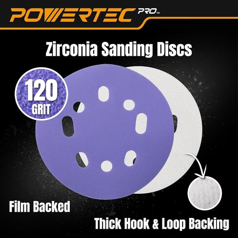 POWERTEC 5 Inch 8-Hole Hook and Loop Diamond Shaped Sanding Discs, 30-Pack Assorted Grits (60/80/120) for Random Orbital Sanders –J-Weight Cloth Backing for Long Life, Anti-Clog Sandpaper (44900) in Saudi Arabia