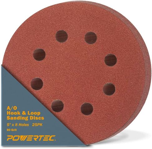 POWERTEC 5 Inch 8-Hole Hook and Loop Diamond Shaped Sanding Discs, 30-Pack Assorted Grits (60/80/120) for Random Orbital Sanders –J-Weight Cloth Backing for Long Life, Anti-Clog Sandpaper (44900) in Saudi Arabia
