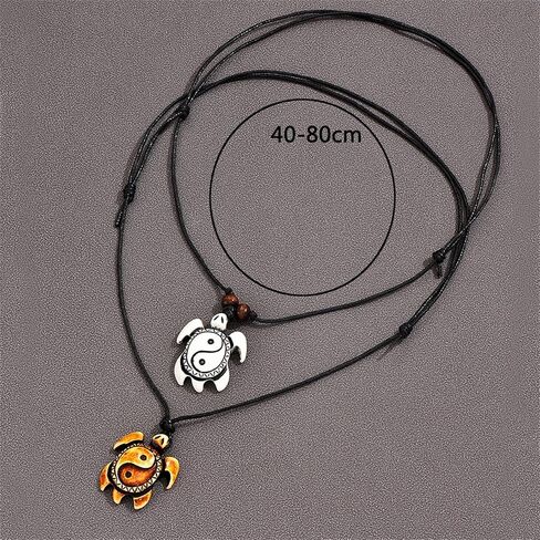 Coadipress 2 PCS سلحفاة سوار قلادة جلدية مجموعة للنساء الرجال المصنوعة يدويًا قابلة للتعديل سلاحف البحر المطابقة in Kuwait