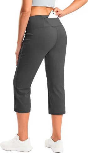 G Gradual Women's Yoga Capri Pants with Zipper Pocket High Waist Leggings Crop Straight Leg Workout Exercise Capris for Women in Saudi Arabia