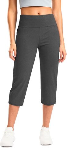 G Gradual Women's Yoga Capri Pants with Zipper Pocket High Waist Leggings Crop Straight Leg Workout Exercise Capris for Women in Saudi Arabia