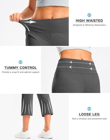 G Gradual Women's Yoga Capri Pants with Zipper Pocket High Waist Leggings Crop Straight Leg Workout Exercise Capris for Women in Saudi Arabia