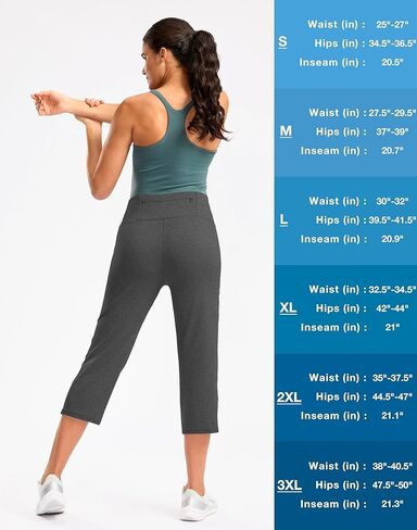 G Gradual Women's Yoga Capri Pants with Zipper Pocket High Waist Leggings Crop Straight Leg Workout Exercise Capris for Women in Saudi Arabia