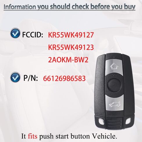 Key Fob Replacement CAS3 Fits for BMW X1 X5 X6 M3 325i,328i,335i,525i,528i,530i,535i,550i & More 2004-2014 Remote Control Keyless Entry KR55WK49127 KR55WK49123 in Saudi Arabia