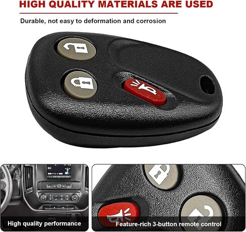 LHJ011 3-Button Key Fob Keyless Remote Control Compatible with 2003-2007 CadiIIac Escalade Chevy Avalanche Tahoe Suburban Silverado Hummer H2 Yukon Sierra (1 Pcs Black) in Saudi Arabia