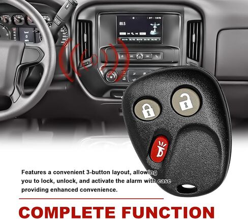 LHJ011 3-Button Key Fob Keyless Remote Control Compatible with 2003-2007 CadiIIac Escalade Chevy Avalanche Tahoe Suburban Silverado Hummer H2 Yukon Sierra (1 Pcs Black) in Saudi Arabia