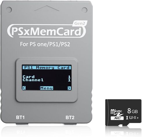 PSxMemCard Gen2 Memory Card - Supports Firmware Upgrade, Unlimited Storage and Sd2psXtd, Includes an 8GB MicroSD Card, High Speed Game Memory Card for PS2/PS1/PS One Console in Kuwait