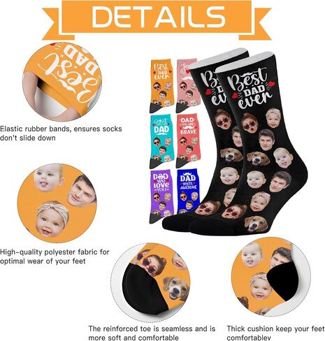 Artsadd Custom Face Socks - Funny Personalized Socks with Picture - Gifts for Men, Dad, Fathers Day, Birthday in Saudi Arabia