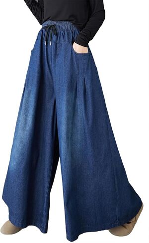 Lai Meng Five Cats Women's Women Wide Wide Legens Carns Prouts المرن مع جيوب in Kuwait