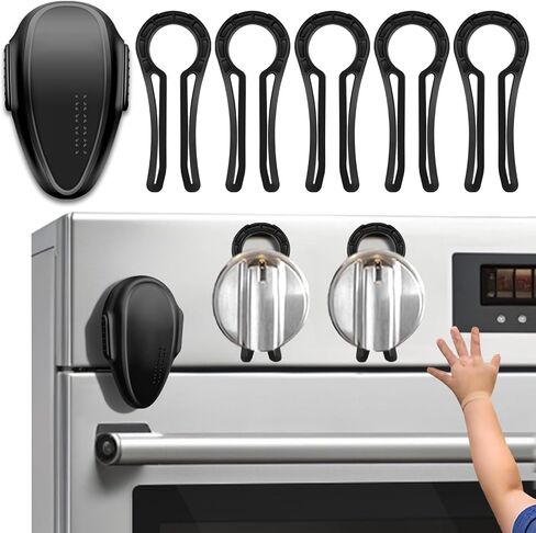 Gas Stove Safety Knob Lock (5 Pack), Baby Proof Stove Oven Locks, Baby Proof Oven Knobs Covers Lock for Child Safety, Oven Knob Safety, Easy to Install, No Tools Need or Drill (Upgraded Black) in Saudi Arabia