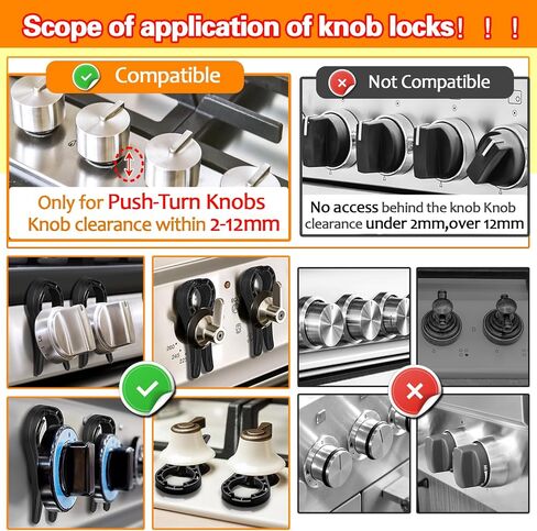 Gas Stove Safety Knob Lock (5 Pack), Baby Proof Stove Oven Locks, Baby Proof Oven Knobs Covers Lock for Child Safety, Oven Knob Safety, Easy to Install, No Tools Need or Drill (Upgraded Black) in Saudi Arabia