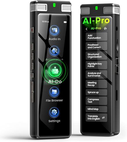 136GB AI Voice Recorder, TIMMKOO Digital Voice Recorder with Playback, Offline Transcribe and Online Summarize/Mindmap/Translation Base on AI Technology, Voice Activated Audio Recorder (Black) in Kuwait
