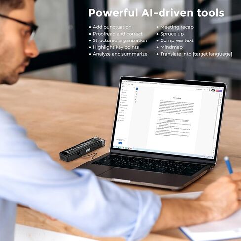 136GB AI Voice Recorder, TIMMKOO Digital Voice Recorder with Playback, Offline Transcribe and Online Summarize/Mindmap/Translation Base on AI Technology, Voice Activated Audio Recorder (Black) in Kuwait