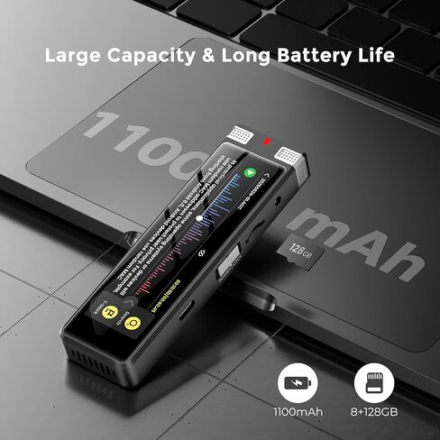 136GB AI Voice Recorder, TIMMKOO Digital Voice Recorder with Playback, Offline Transcribe and Online Summarize/Mindmap/Translation Base on AI Technology, Voice Activated Audio Recorder (Black) in Kuwait