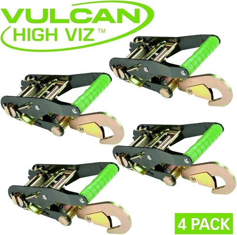 VULCAN Ratchet Buckle - Snap Hook - 2 Inch Wide Handle - High-Viz - 4 Pack - 3,300 Pound Safe Working Load in Saudi Arabia