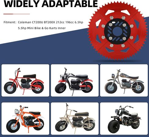 420 Chain 60T Split Sprocket 7075 Aluminum Universal for Coleman CT200U BT200X 212cc 196cc 6.5hp 5.5hp Mini Bike & Go Karts Inner Black and Outer Red in Saudi Arabia