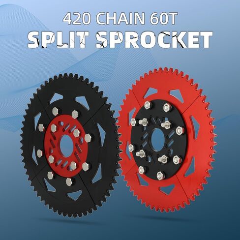 420 Chain 60T Split Sprocket 7075 Aluminum Universal for Coleman CT200U BT200X 212cc 196cc 6.5hp 5.5hp Mini Bike & Go Karts Inner Black and Outer Red in Saudi Arabia