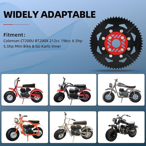 420 Chain 60T Split Sprocket 7075 Aluminum Universal for Coleman CT200U BT200X 212cc 196cc 6.5hp 5.5hp Mini Bike & Go Karts Inner Black and Outer Red in Saudi Arabia
