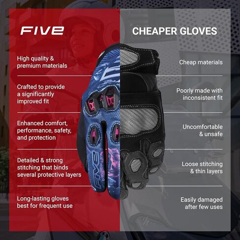 Stunt EVO 2 Motorcycle Gloves for Women - Riding Gloves for Motorcycle, Scooter and More, Flower Pink/Black, XS-XL in Kuwait