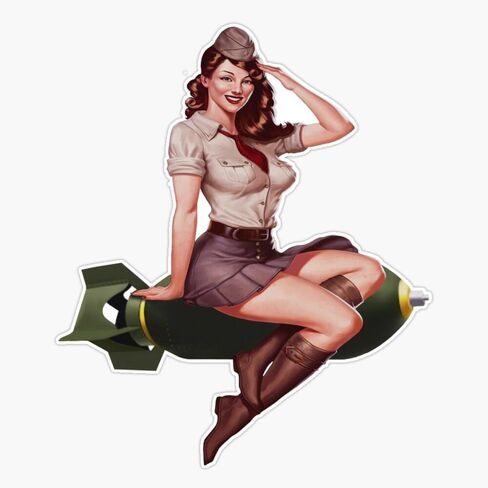 Bomber Girl Pin-Up Window Bumper Sticker Decal 5" in Saudi Arabia