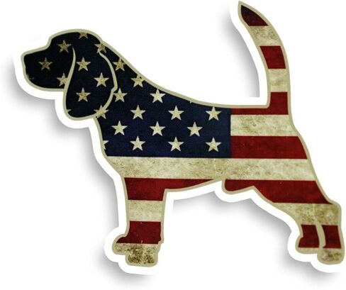 Beagle Sticker 3.8 "Tall X 3.5" في الولايات المتحدة الأمريكية ، شارات الكلب الأمريكية - للسيارة ، والشاحنة ، والنافذة ، والكمبيوتر المحمول ، والمصد ، والأمتعة ، وزجاجة ماء ، وملصق مقاوم للماء in Saudi Arabia